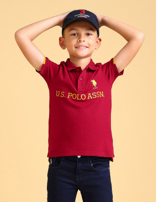 U.S. POLO ASSN. Boys Graphic Print Pure Cotton Regular T Shirt(Red, Pack of 1)