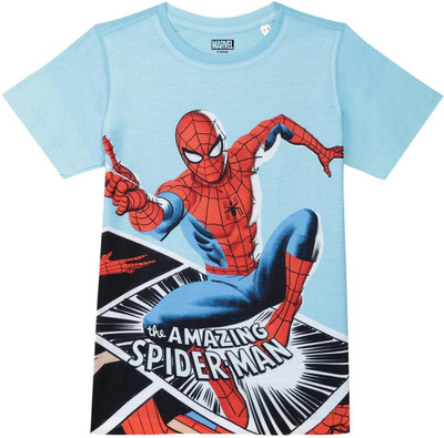 WYM TREND Boys Printed Polycotton Regular T Shirt(Blue, Pack of 1)