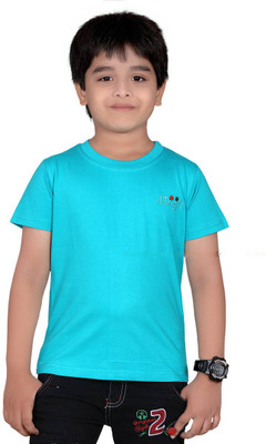 dongli Girls Solid Pure Cotton Regular T Shirt(Blue, Pack of 1)