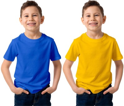 SURTI ENTERPRISES Boys & Girls Solid Pure Cotton Regular T Shirt(Multicolor, Pack of 2)