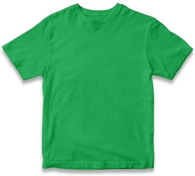 Chilins Boys & Girls Solid Pure Cotton T Shirt(Green, Pack of 1)