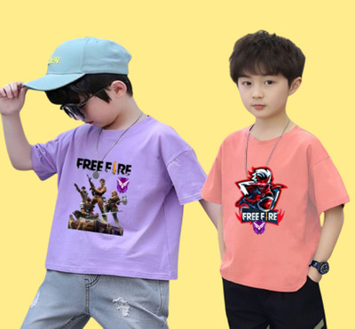 Kintu Parantu Boys Printed Polyester Regular T Shirt(Multicolor, Pack of 1)