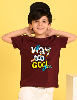 Nusyl Boys Graphic Print Cotton Blend Oversized T Shirt(Maroon, Pack of 1)