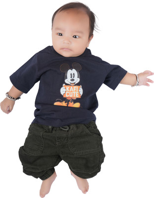 Yellowtoons Baby Boys Cartoon Cotton Blend Regular T Shirt(Blue, Pack of 1)