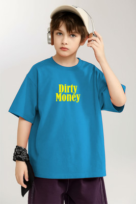 Tee Republic Boys Printed Cotton Blend Regular T Shirt(Light Blue, Pack of 1)