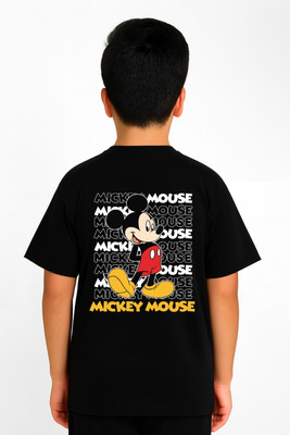 ORANGEMOON Boys Printed, Self Design, Graphic Print Cotton Blend Oversized T Shirt(Black, Pack of 1)