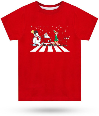 Dechado Boys Striped Pure Cotton Regular T Shirt(Red, Pack of 1)