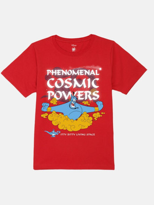 YK Disney Boys Graphic Print Pure Cotton Regular T Shirt(Red, Pack of 1)
