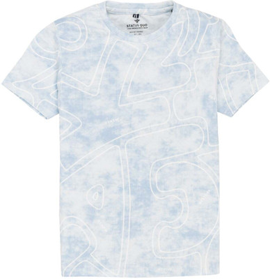 Status Quo Boys Graphic Print Polyester Regular T Shirt(Blue, White, Pack of 1)