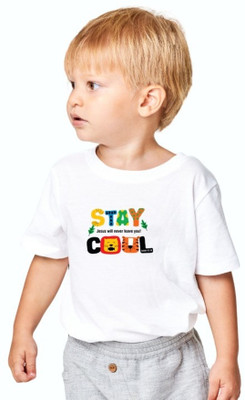 Witty Curls Boys & Girls Printed Pure Cotton Regular T Shirt(White, Pack of 1)