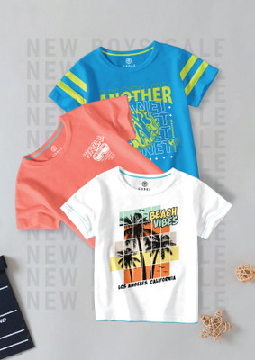 Codez Boys Printed Cotton Blend Regular T Shirt(Multicolor, Pack of 3)