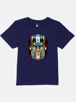YK Marvel Boys Graphic Print Pure Cotton Regular T Shirt(Blue, Pack of 1)
