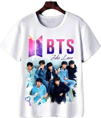 GPGARMNETS Girls Graphic Print Polyester Regular T Shirt(Multicolor, Pack of 1)