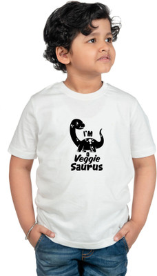 CHOMBOOKA Boys Typography Cotton Blend Regular T Shirt(White, Pack of 1)