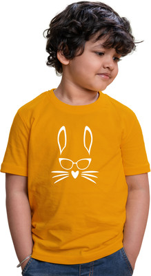 CHOMMBOOKA TRENDING Boys Printed Pure Cotton Regular, Slim T Shirt(Yellow, Pack of 1)