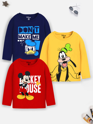 YK Disney Boys Graphic Print Cotton Blend Regular T Shirt(Multicolor, Pack of 3)