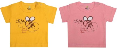 KABOOS Baby Boys & Baby Girls Printed Cotton Blend Regular T Shirt(Yellow, Pack of 2)