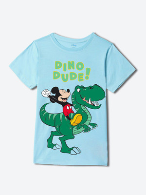 YK Disney Boys Graphic Print Polycotton Regular T Shirt(Blue, Pack of 1)