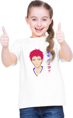 MH FASHION TRENDS Girls Printed Pure Cotton Oversized T Shirt(White, Pack of 1)