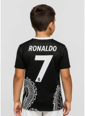 YUTU Boys & Girls Printed Polyester Regular T Shirt(Black, Pack of 1)