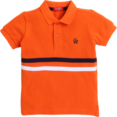 Arvind Garments Baby Boys Solid Pure Cotton Regular T Shirt(Orange, Pack of 1)