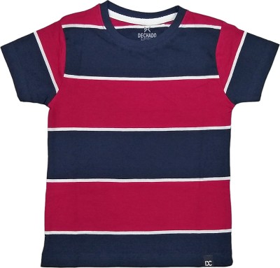 Dechado Boys & Girls Striped Pure Cotton T Shirt(Multicolor, Pack of 1)