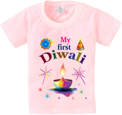 Babywish Boys & Girls Typography, Printed Pure Cotton Regular T Shirt(Pink, Pack of 1)