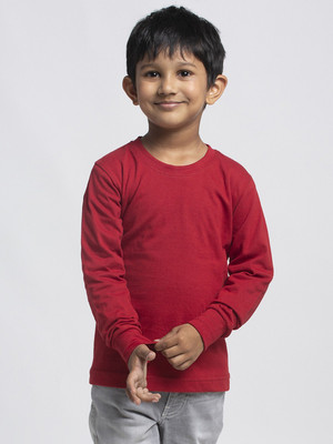 FRISKERS Baby Boys Solid Pure Cotton Regular T Shirt(Maroon, Pack of 1)