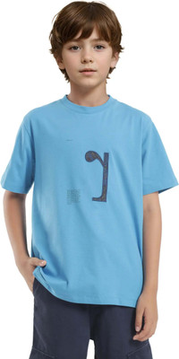Rare Ones Boys Embroidered Cotton Blend Regular T Shirt(Blue, Pack of 1)