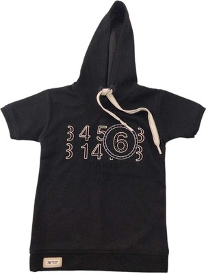 TruthKids Boys Printed Pure Cotton Regular T Shirt(Black, Pack of 1)