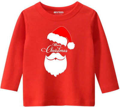 BESTEESCLOTHING Baby Girls Typography Pure Cotton Regular T Shirt(Red, Pack of 1)