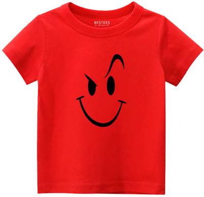 BESTEESCLOTHING Boys Printed Pure Cotton Regular T Shirt(Red, Pack of 1)