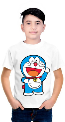 mahiifashionhub Boys Printed Pure Cotton Regular T Shirt(White, Pack of 1)