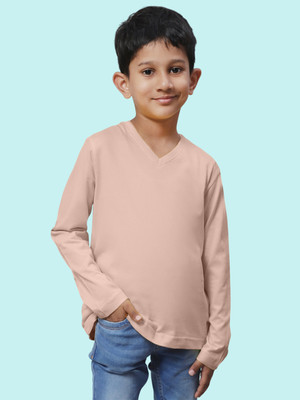 FBAR Boys Solid Pure Cotton Regular T Shirt(Beige, Pack of 1)