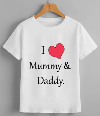 Smrink Boys & Girls Printed Polyester Regular T Shirt(White, Pack of 1)
