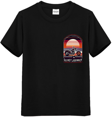 JANFA Boys Printed Pure Cotton Regular T Shirt(Black, Pack of 1)