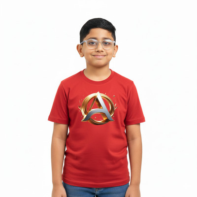 R and S Creations Boys & Girls Printed Pure Cotton Regular T Shirt(Black, Pack of 1)
