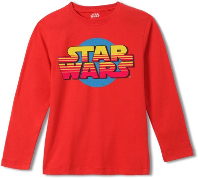 Star Wars By Wear Your Mind Boys Typography, Printed Pure Cotton Regular T Shirt(Red, Pack of 1)