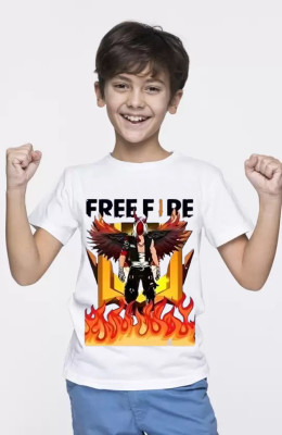 YI FASHION Boys & Girls Printed, Self Design, Graphic Print Polyester Regular T Shirt(White, Pack of 1)