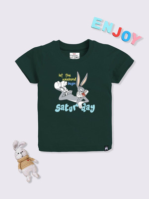 YK X Minute Mirth Boys Printed Cotton Blend Regular T Shirt(Grey, Pack of 1)