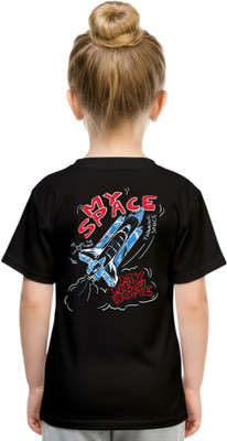 RBCPON Boys & Girls Graphic Print Pure Cotton Regular T Shirt(Black, Pack of 1)
