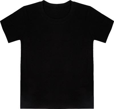 3SIX5 Boys Solid Pure Cotton Regular T Shirt(Black, Pack of 1)