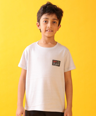 anthrilo Baby Boys Solid, Printed Cotton Blend Regular T Shirt(Grey, Pack of 1)