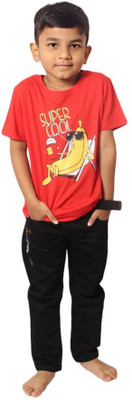 Kidzz Boys Solid Cotton Blend Regular T Shirt(Red, Pack of 1)
