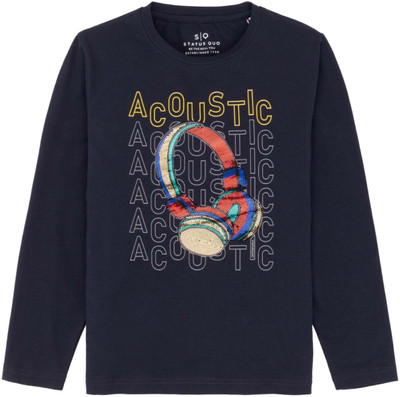 Status Quo Boys Graphic Print Polycotton Regular T Shirt(Dark Blue, Pack of 1)