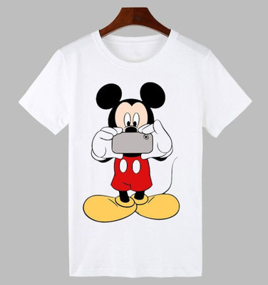 KPPRINT Boys Printed Cotton Blend Regular T Shirt(White, Pack of 1)
