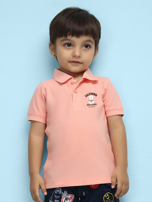 Nusyl Boys Printed Polycotton Regular T Shirt(Pink, Pack of 1)