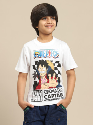 kidsville Boys Printed Pure Cotton Regular T Shirt(White, Pack of 1)
