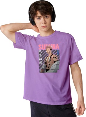 Miglocust Boys Graphic Print Pure Cotton T Shirt(Purple, Pack of 1)