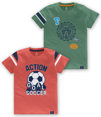 Codez Boys Typography Cotton Blend Regular T Shirt(Multicolor, Pack of 2)